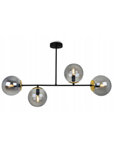 Plafon Tuluza 4-kloszowy czarno-złoty - nowoczesne oświetlenie do jadalni i kuchni z eleganckim akcentem
