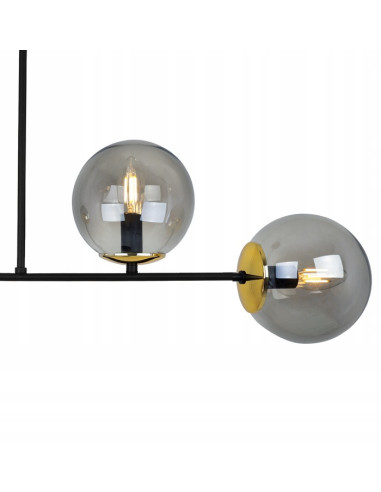 Plafon Tuluza 4-kloszowy czarno-złoty - nowoczesne oświetlenie do jadalni i kuchni z eleganckim akcentem