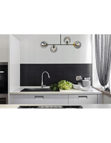 Plafon Tuluza 4-kloszowy czarno-złoty - nowoczesne oświetlenie do jadalni i kuchni z eleganckim akcentem