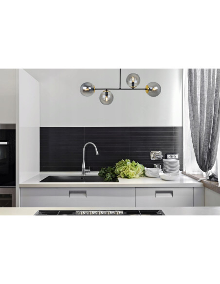 Plafon Tuluza 4-kloszowy czarno-złoty - nowoczesne oświetlenie do jadalni i kuchni z eleganckim akcentem