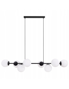 Czarna lampa wisząca Siena 8 z białymi kloszami – nowoczesne oświetlenie do wnętrz od Light Home