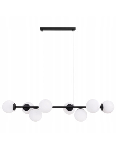 Czarna lampa wisząca Siena 8 z białymi kloszami – nowoczesne oświetlenie do wnętrz od Light Home