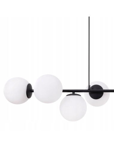 Czarna lampa wisząca Siena 8 z białymi kloszami – nowoczesne oświetlenie do wnętrz od Light Home