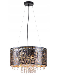 Elegancka lampa sufitowa Hissa w czerni z złotymi akcentami, 4 źródła E27, idealna do salonu i jadalni