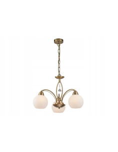 Elegancki złoty żyrandol Vanity z 3 białymi kloszami do stylowych wnętrz, lampa sufitowa klasy premium