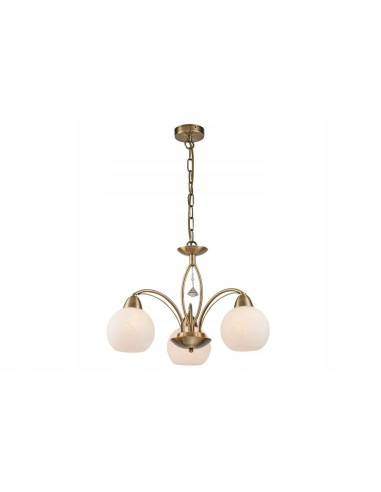 Elegancki złoty żyrandol Vanity z 3 białymi kloszami do stylowych wnętrz, lampa sufitowa klasy premium