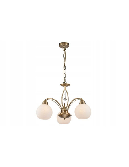 Elegancki złoty żyrandol Vanity z 3 białymi kloszami do stylowych wnętrz, lampa sufitowa klasy premium