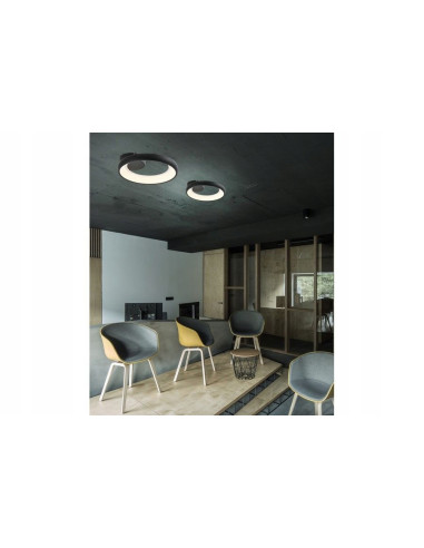 Lampa sufitowa LED Thea 20W czarna, okrągła, nowoczesny design do sypialni i biura, 1600 lumenów, metalowa.