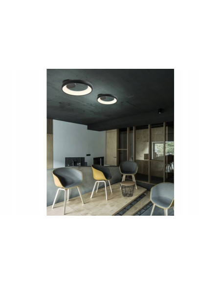 Lampa sufitowa LED Thea 20W czarna, okrągła, nowoczesny design do sypialni i biura, 1600 lumenów, metalowa.