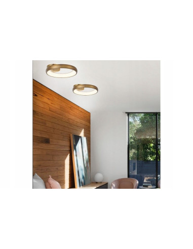 Lampa plafonowa LED Thea 30 cm - złoty, nowoczesny design do biura, kuchni i korytarza, energooszczędna.