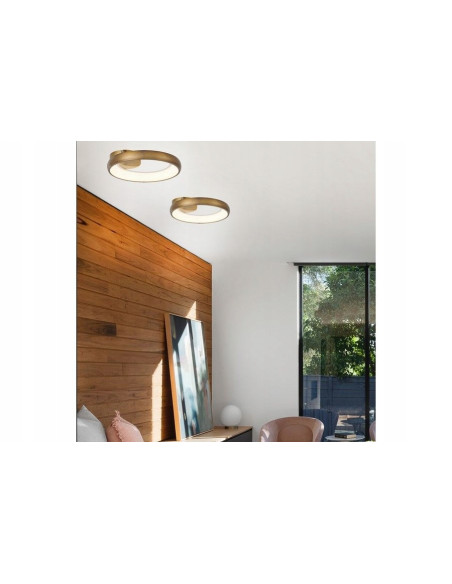 Lampa plafonowa LED Thea 30 cm - złoty, nowoczesny design do biura, kuchni i korytarza, energooszczędna.