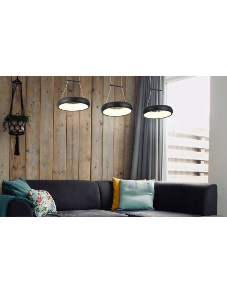 Nowoczesna lampa LED Thea 3 Ringi w kolorze czarnym - eleganckie oświetlenie do biura i jadalni