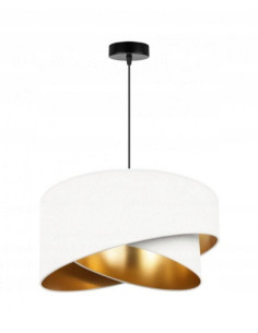 Lampa podłogowa Mediolan z białym abażurem i złotymi detalami - elegancja do sypialni i biura