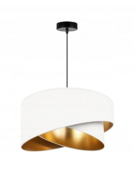 Lampa podłogowa Mediolan z białym abażurem i złotymi detalami - elegancja do sypialni i biura