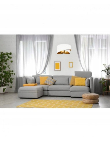 Lampa podłogowa Mediolan z białym abażurem i złotymi detalami - elegancja do sypialni i biura