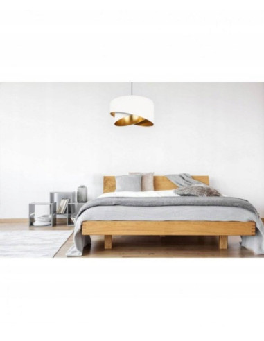 Lampa podłogowa Mediolan z białym abażurem i złotymi detalami - elegancja do sypialni i biura