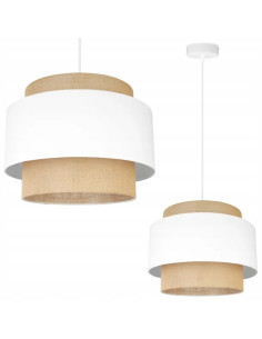 Lampa wisząca BOHO JUTA 40 cm - Skandynawskie oświetlenie do salonu i sypialni w biało-beżowej kolorystyce