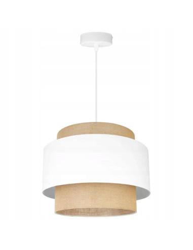 Lampa wisząca BOHO JUTA 40 cm - Skandynawskie oświetlenie do salonu i sypialni w biało-beżowej kolorystyce