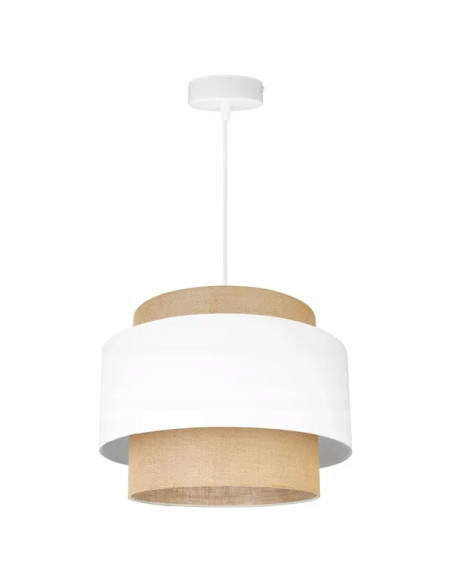Lampa wisząca BOHO JUTA 40 cm - Skandynawskie oświetlenie do salonu i sypialni w biało-beżowej kolorystyce