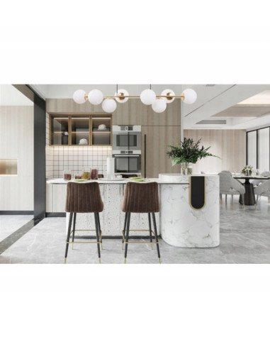 Elegancka lampa sufitowa SIENA w złotym wykończeniu z szklanymi kloszami – stylowa dekoracja do biura i salonu.