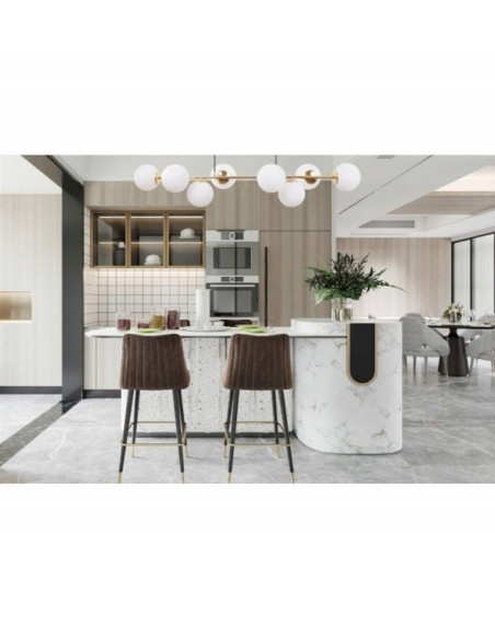 Elegancka lampa sufitowa SIENA w złotym wykończeniu z szklanymi kloszami – stylowa dekoracja do biura i salonu.