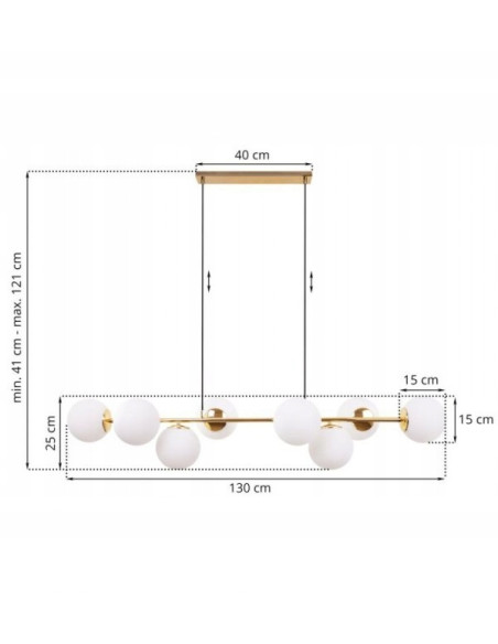 Elegancka lampa sufitowa SIENA w złotym wykończeniu z szklanymi kloszami – stylowa dekoracja do biura i salonu.