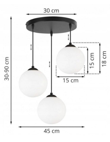 Lampa sufitowa FLORENCE 3-kloszowa w kolorze czarnym - eleganckie oświetlenie do wnętrz i biur