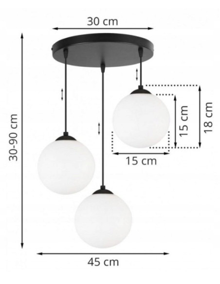 Lampa sufitowa FLORENCE 3-kloszowa w kolorze czarnym - eleganckie oświetlenie do wnętrz i biur