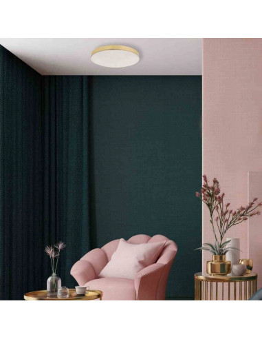 Plafon LED MAYA złoty, okrągły IP44, 33 cm, 1650 lm – nowoczesne oświetlenie do łazienki z eleganckim designem