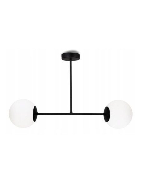 Lampa sufitowa Palermo 2-punktowa, czarna, nowoczesny plafon do jadalni i kuchni, elegancki design