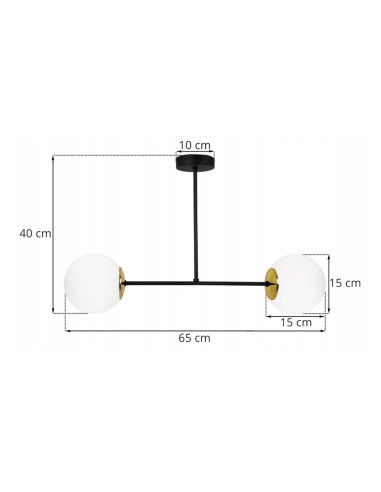 Lampa sufitowa Palermo 2-punktowa, czarna, nowoczesny plafon do jadalni i kuchni, elegancki design