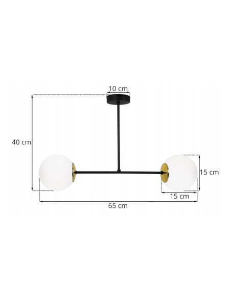 Lampa sufitowa Palermo 2-punktowa, czarna, nowoczesny plafon do jadalni i kuchni, elegancki design