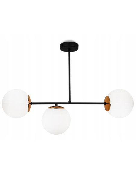 Plafon Palermo 3-punktowy w czarno-miedzianym designie - eleganckie oświetlenie do nowoczesnych wnętrz