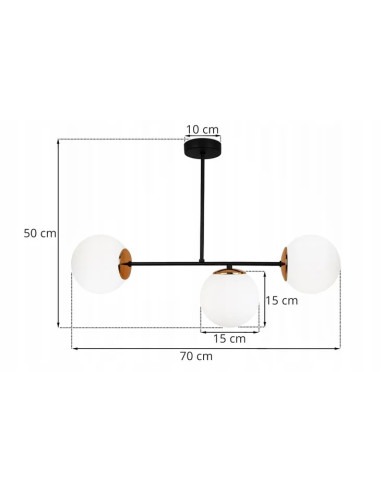Plafon Palermo 3-punktowy w czarno-miedzianym designie - eleganckie oświetlenie do nowoczesnych wnętrz