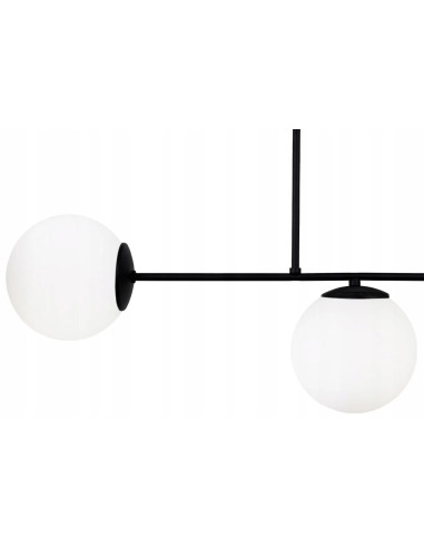 Nowoczesny plafon Palermo z czarną ramą i trzema białymi kloszami E14 - elegancka lampa do stylowych wnętrz