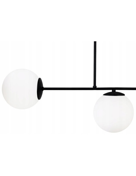 Nowoczesny plafon Palermo z czarną ramą i trzema białymi kloszami E14 - elegancka lampa do stylowych wnętrz