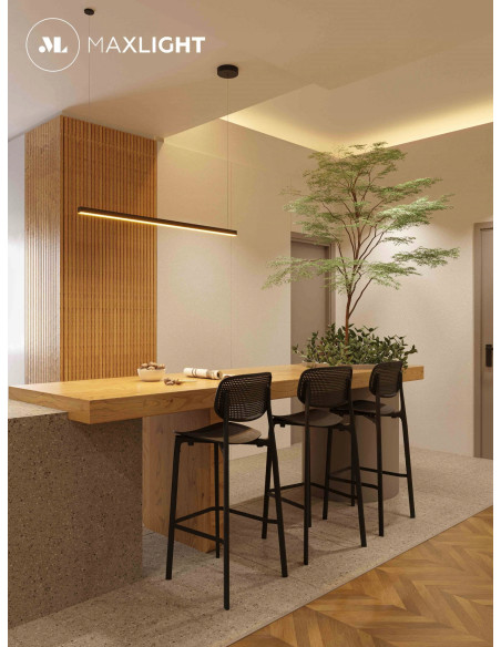 Lampa wisząca TRIO LED 150 cm - elegancka, ściemnialna, czarna, nowoczesny design do biura i jadalni