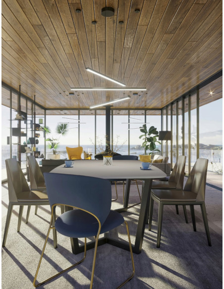 Lampa wisząca TRIO Maxlight - nowoczesny design, regulacja wysokości, LED 2200 lm, czarna, idealna do salonu i jadalni.