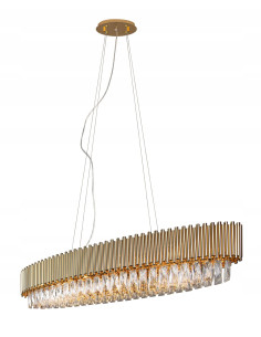 Lampa wisząca TREND MAXLIGHT złota elegancka owalna z kryształami 12-punktowa do jadalni i salonu z kolekcji Passion