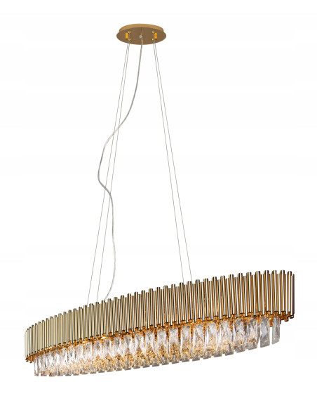 Lampa wisząca TREND MAXLIGHT złota elegancka owalna z kryształami 12-punktowa do jadalni i salonu z kolekcji Passion