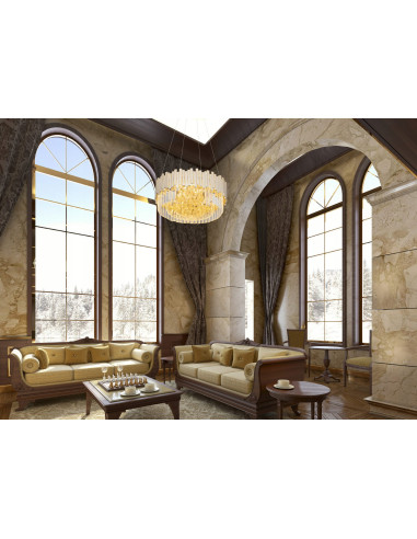 Luksusowy żyrandol Trend 8-punktowy z kryształami w kolorze złotym, idealny do eleganckich wnętrz - Maxlight