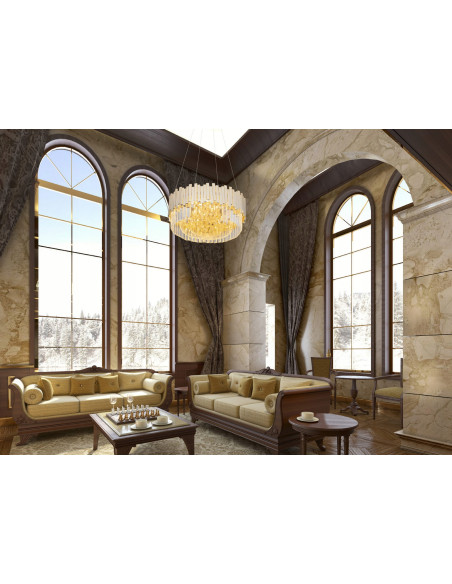 Luksusowy żyrandol Trend 8-punktowy z kryształami w kolorze złotym, idealny do eleganckich wnętrz - Maxlight