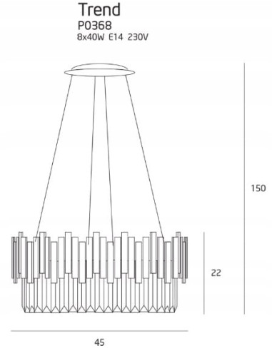 Luksusowy żyrandol Trend 8-punktowy z kryształami w kolorze złotym, idealny do eleganckich wnętrz - Maxlight