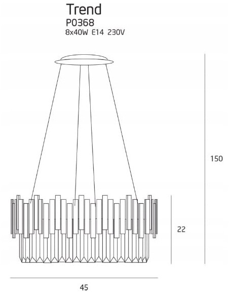 Luksusowy żyrandol Trend 8-punktowy z kryształami w kolorze złotym, idealny do eleganckich wnętrz - Maxlight