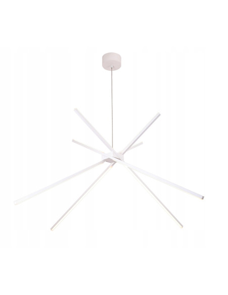 Elegancki żyrandol LED Spider w białym kolorze, 200 cm, nowoczesne oświetlenie do salonu, stylowe akcenty wnętrzarskie.