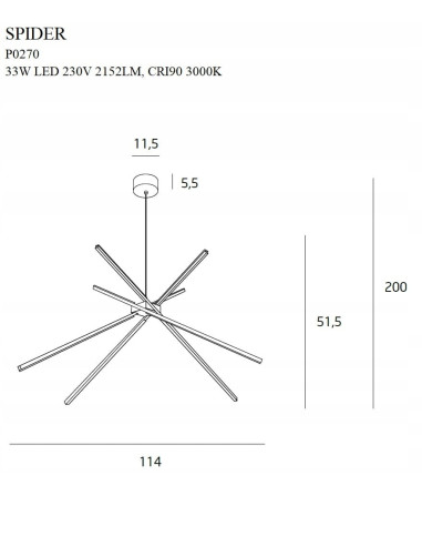 Elegancki żyrandol LED Spider w białym kolorze, 200 cm, nowoczesne oświetlenie do salonu, stylowe akcenty wnętrzarskie.