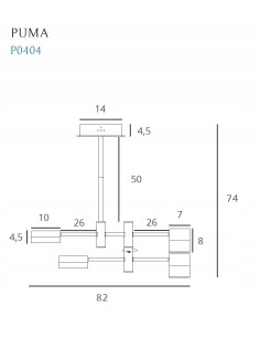 Nowoczesny żyrandol LED Puma czarny ze złotym akcentem, 4 źródła światła, Maxlight, elegancki do biura i salonu. 2