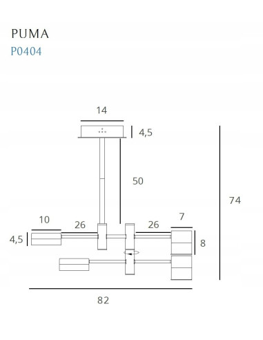 Nowoczesny żyrandol LED Puma czarny ze złotym akcentem, 4 źródła światła, Maxlight, elegancki do biura i salonu.