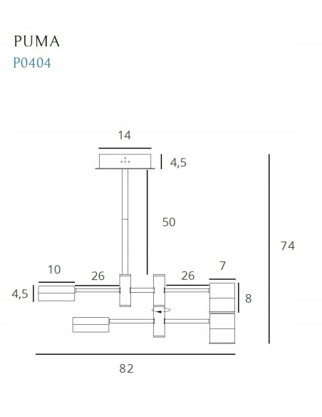 Nowoczesny żyrandol LED Puma czarny ze złotym akcentem, 4 źródła światła, Maxlight, elegancki do biura i salonu.