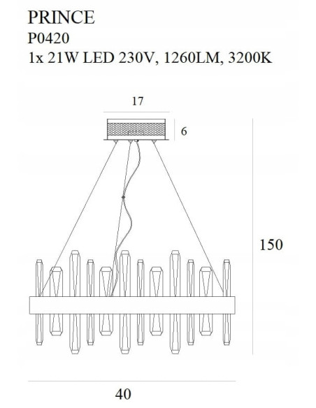 Lampa wisząca Prince z kryształu i złotą obręczą, 150 cm – elegancka dekoracja do sypialni i jadalni